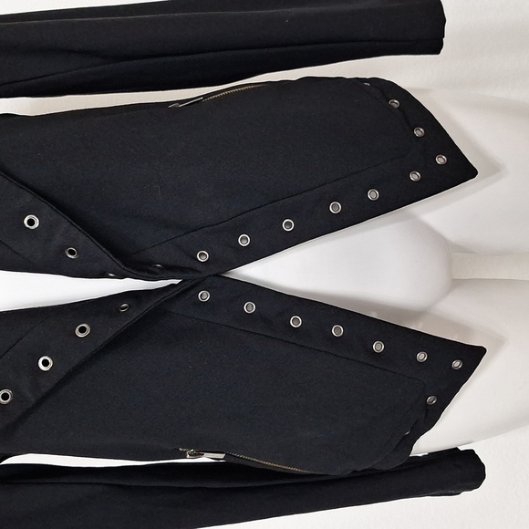 Lysse Black Jory Metal Grommet Trim Biker Grunge Open Front Moto Jacket Size S - Picture 4 of 10